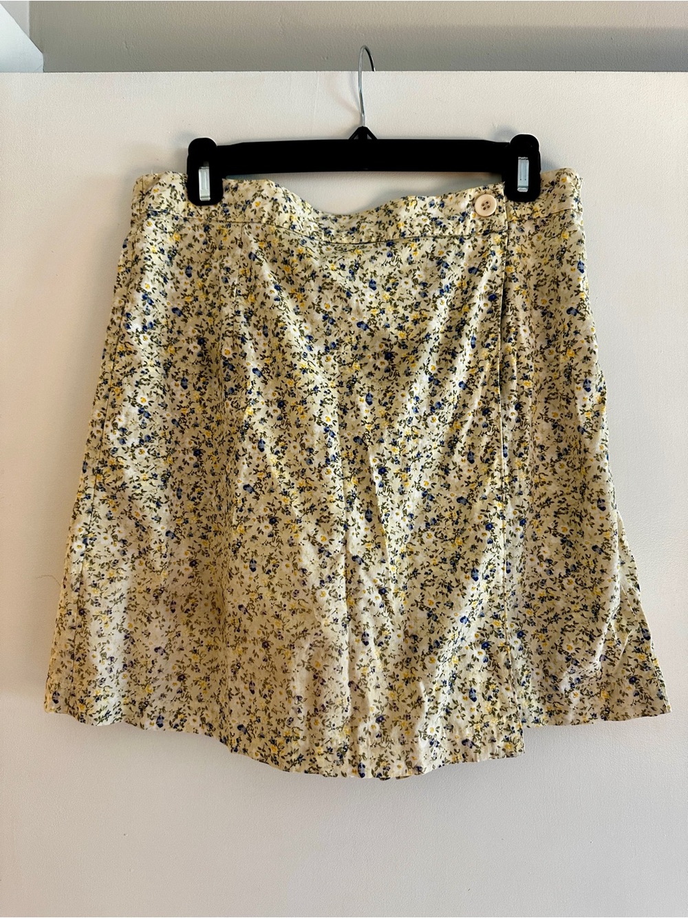Vintage Floral A-Line Wrap Skort - Yellow/Blue
